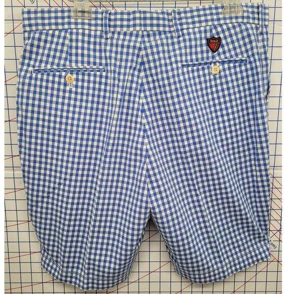 Ralph‎ Lauren Polo Golf Blue Gingham Plaid Mens Performance Shorts - Picture 3 of 15